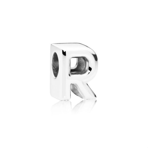 

new 100% 925 sterling silver original 797472 letter r charm beaded simple fashion women's jewelry suitable diy bracelet gift, Black