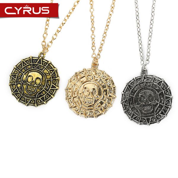 

classic pirate necklace for women men couple pendant aztec gold coin movie periphery accessories statement sweater chain, Silver