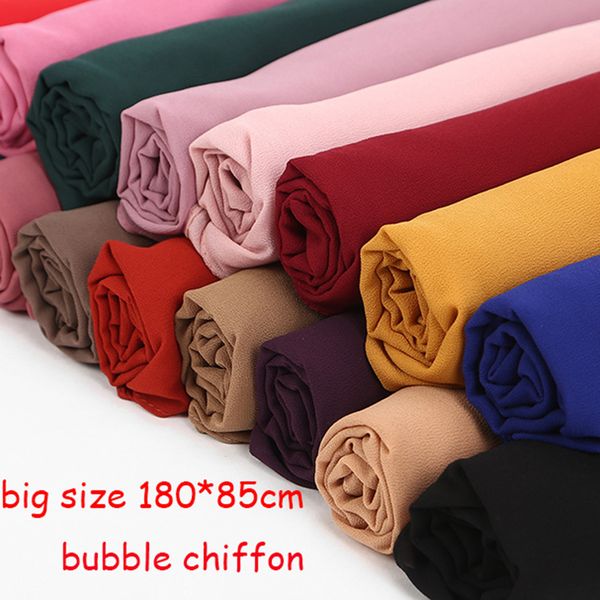 

bandanas 1 pc bubble chiffon scarf shawls big size 180*85cm two face plain solider colors hijab muslim scarves/scarf 22, Blue;gray