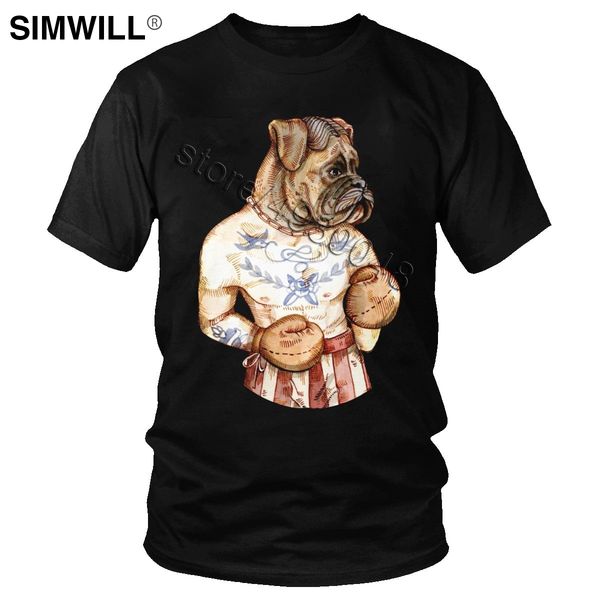 

vintage boxer dog тенниску смешной бой бульдог tshirt для мужчин коротким рукавом o-образным вырезом хлопок summer casual tee одежда топы по