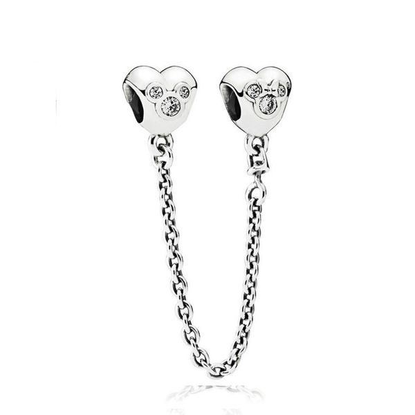 

new 100% sterling silver 1:1 glamour 791704cz safety chain original women wedding fashion jewelry 2018 gift, Black