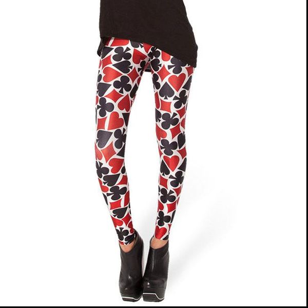 

fashion pirate leggins galaxy pants digital printing deck of cards leggings limited for women, Black