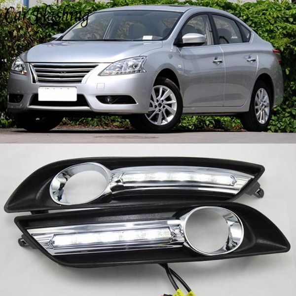 

автомобиль мигающий 2pcs для sentra sylphy 2012 2013 2014 2020 led drl дневные ходовые огни дневного света желтый светильник сигнала поворот