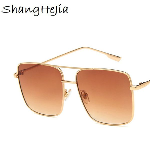 

2020 new square frame vintage sunglasses women oversized big size sun glasses for men female shades gold uv400 eyewear, White;black
