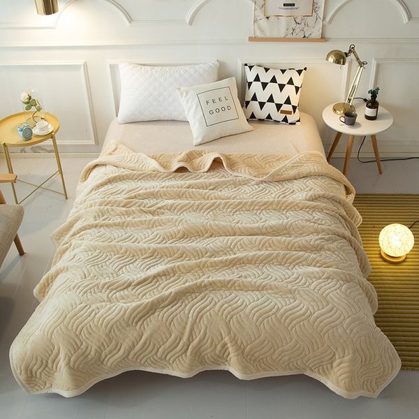 

flannel blanket thicken warm bed cover sheet double layer qulited thicking fleece blankets winter patchwork quilting bedding