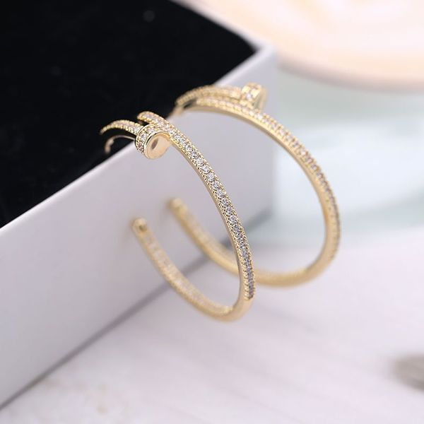 

fashion zircon hoop earrings jewelry for women girls gift gold silver color simple nail circle earrings 200924, Golden;silver