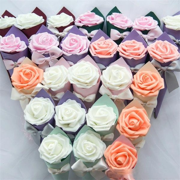 

22cm bow flower cone candy box lipstick package gift holder organizer creative souvenir wedding party favors case european style 1xya b2