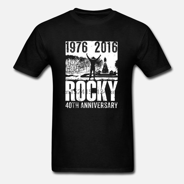 

rocky balboa тенниска лицензированных рокки 40-й годовщина черный 100% хлопок