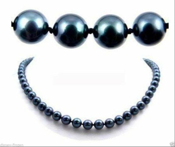 

20" 9-10mm tahitian black pearl necklace hand knotted, Silver