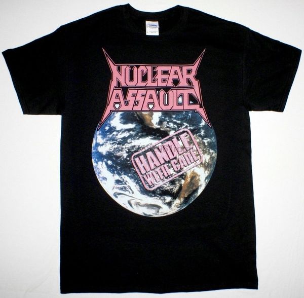 

casual t shirt male pattern nuclear assault handle with care anthrax new black t-shirt o-neck short-sleeve t shirts