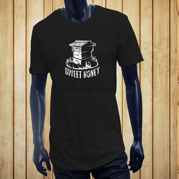 

short sleeve for men clothing summer sweet honey maker apiary beekeeper bee humor mens black extended long t-shirt tee shirt