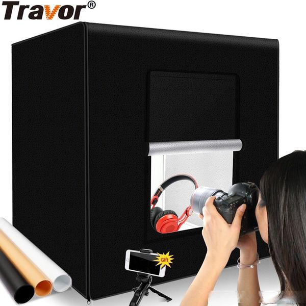 

travor pgraphy studio lightbox 60 cm 48w p light tent tableshooting softbox with 3 colors background p box t200610