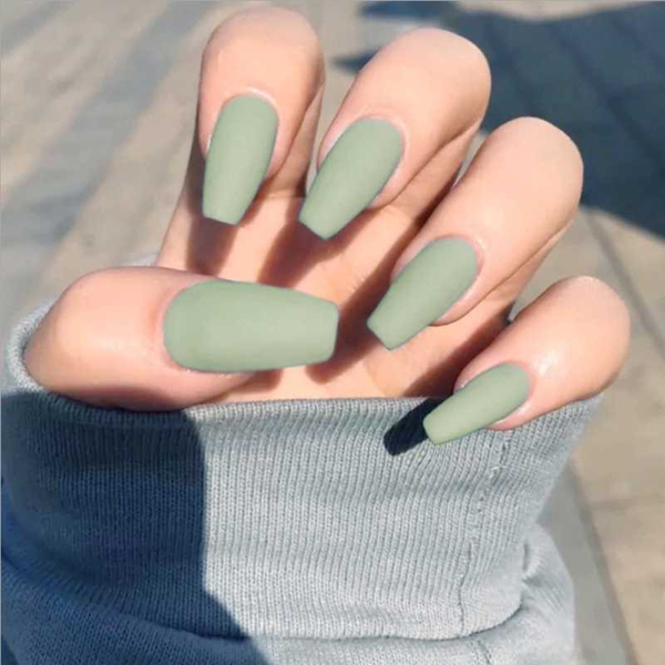 

false nails 24pcs/set plastic women summer fake fingers natural green frosted ladies press on designed nail tips, Red;gold