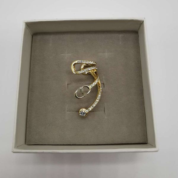

2020d new cd irregular full diamond ear clip earrings s925 silver needle women's jewelry, Golden