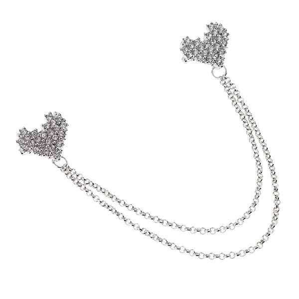 

rhinestone love heart brooch crystal tassel dangle brooch collar pin corsage, Gray