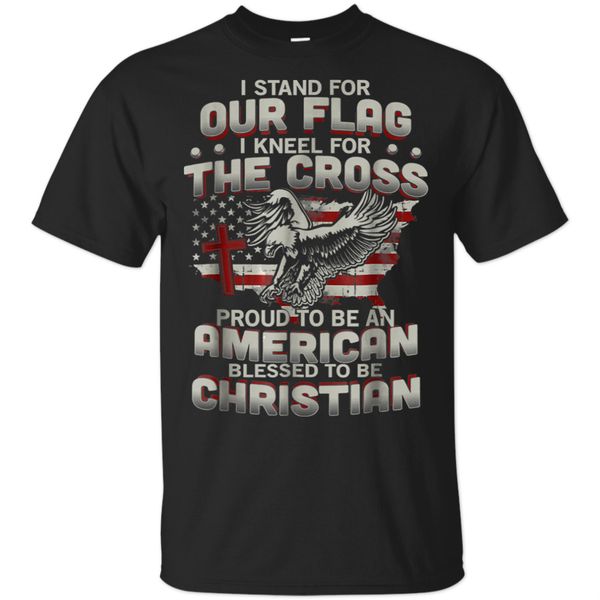 

i proudly stand for the flag and kneel for the cross t-shirt black men-women