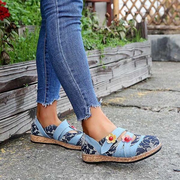 

spring women shoes 2020 new vintage patchwork floral genuine splicing colored hook loop flat shoes autumn casual female, Black