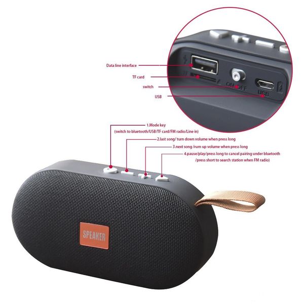 

t7 outdoor climbing mountain subwoofer portable mini wireless bluetooth speaker small steel cannon 4.2 card stereo for mobile computer