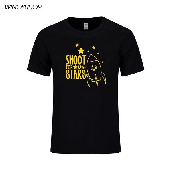 

shoot for the stars funny letters printed t-shirt men summer casual cartoon short sleeve t shirts for men cotton