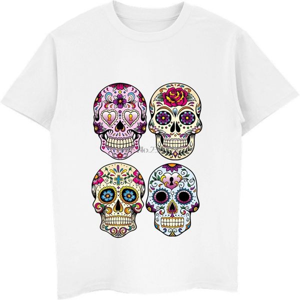 

mexican sugar skull classic combination fashion t-shirt men's short sleeve cotton t shirt hip hop shirts cool tees