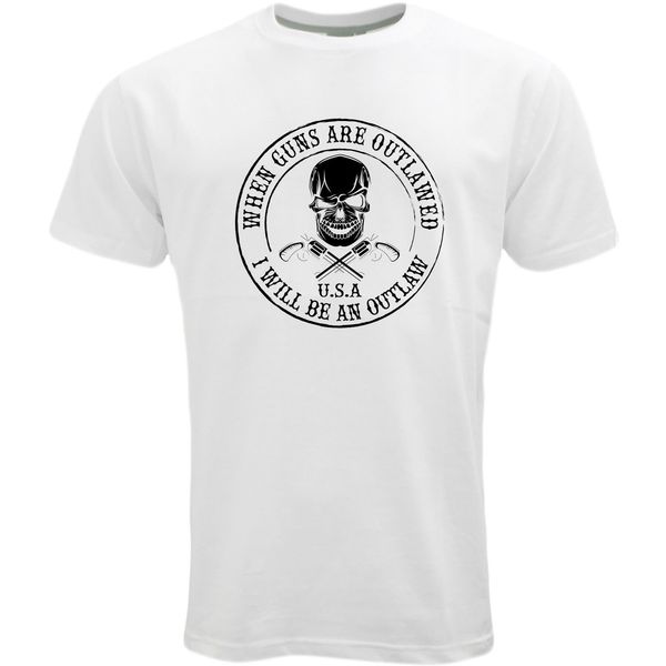 

summer 2019 short sleeve plus size custom design white outlaw skull t-shirt - #50 outlaw tee shirt