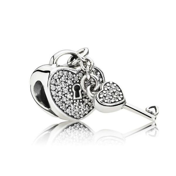 

new 100% 925 sterling silver 1:1 authentic 791429cz padlock pave silver charm with cubic zirconia bracelet original women gift, Black