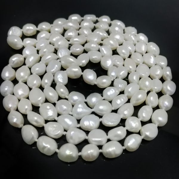 

chains 48 inches&64 inches 10-11mm natural white long women sweater baroque pearl necklace, Silver