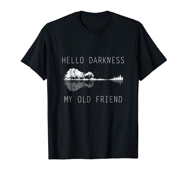 

hello darkness my old friend guitar lake shadow black t-shirt s-3xl new funny tee shirt