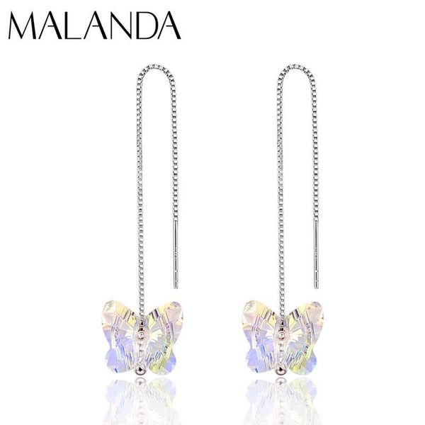 

кристаллы от падения серьги для женщин бабочки шариков chain piercing мотаться серьги моды свадебные украшения, Silver