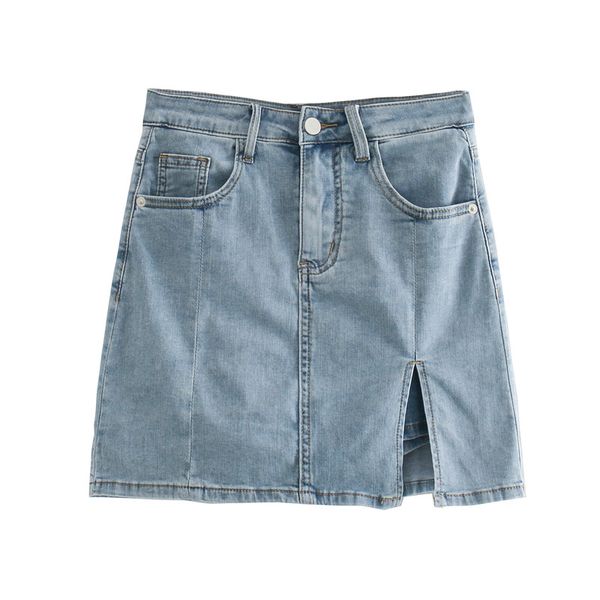 

korean-style women's wear wholesale 2020 summer new style short high-waisted anti-exposure slit denim skirted leggings, Black;white
