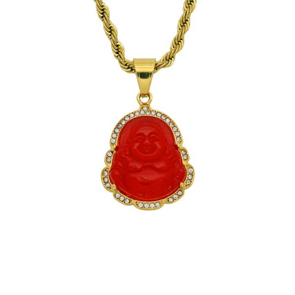

men women buddha necklace buddhism pilgrimage gift 316l stainless steel maitreya religious jewelry head pendant necklace, Silver