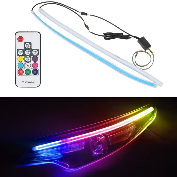 

leepee 2pcs / комплект drl multicolor led strip поворотник фары универсальный автомобиль rgb дневного света водонепроницаемый гибкие