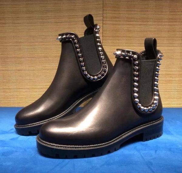 

winter designer women's red bottom boots capahutta ankle boots chunky heels lug sole brands red sole booties party wedding, Black