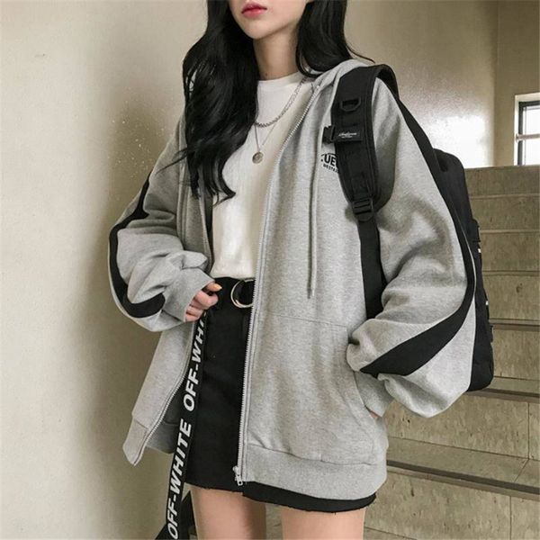 

kw polyester fish scale thin hooded coat sweatersweater sweater women's autumn new loose stitching student fashion sports long sleeve g, Black