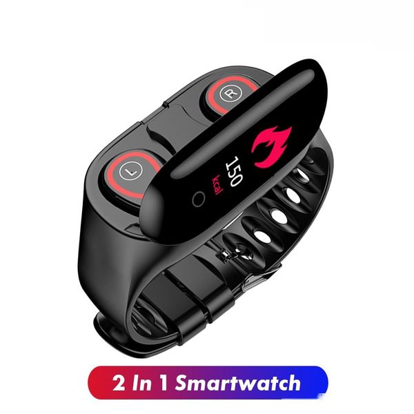 

waterproof ip67 smart wristband with m1 bluetooth earphone heart rate monitor smart wristband long time standby fitness bracelet sport watch