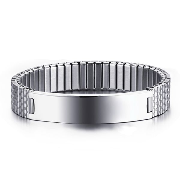 

watchband stretch bracelet custom blank curved tag bracelet in stainless steel, Golden;silver