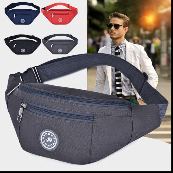 

mens womens universal sports waist bag oxford cloth fanny pack solid waterproof running fitness belt bag