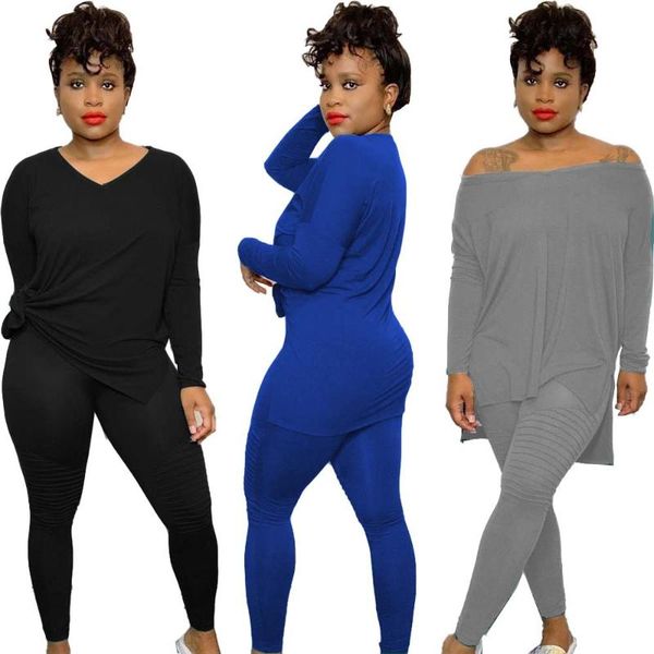 

21wj5103 autumn winter women casual home solid loose two piece set and pants tracksuit sweatsuit outfits, Gray