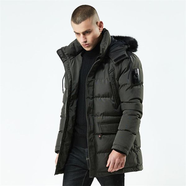 

men's down & parkas men winter thick hooded jackets and coats casual fashion slim fit large size cotton, Black