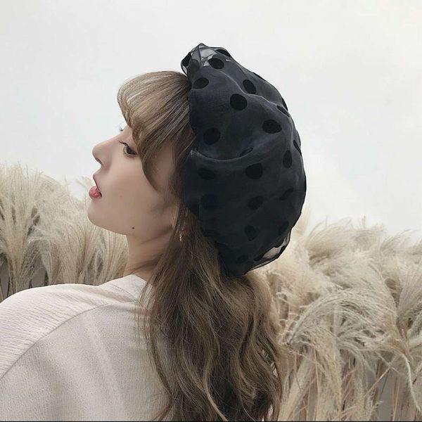 

berets boinas para mujer elegant polka dot beret sweet korean version cute all-match caps for women kapelusz chapeu 2021, Blue;gray