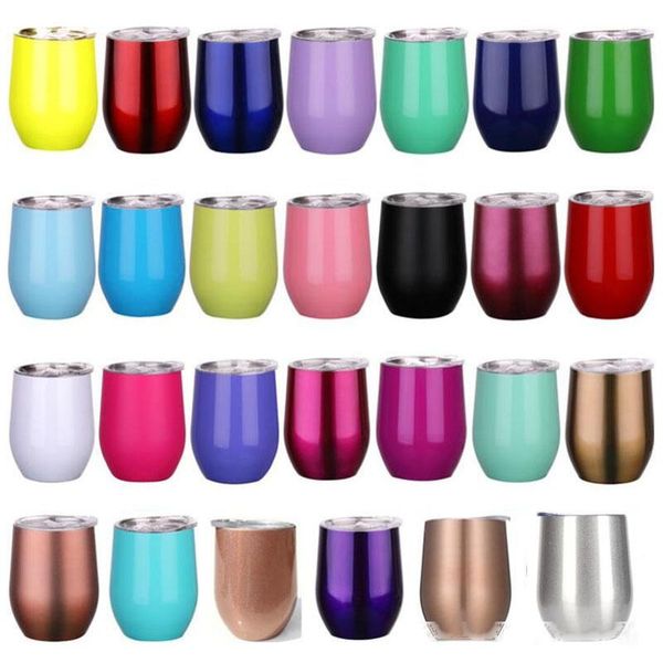 

12oz stainless steel tumbler cups colorful wine glasses egg cup water bottle 2 layer vacuum insulated beer champagne coffee mugs 0087home