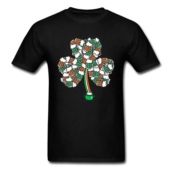 

beer leaf clover t-shirt america st. patrick's day t shirt beer lover man black green gift tee cotton clothing