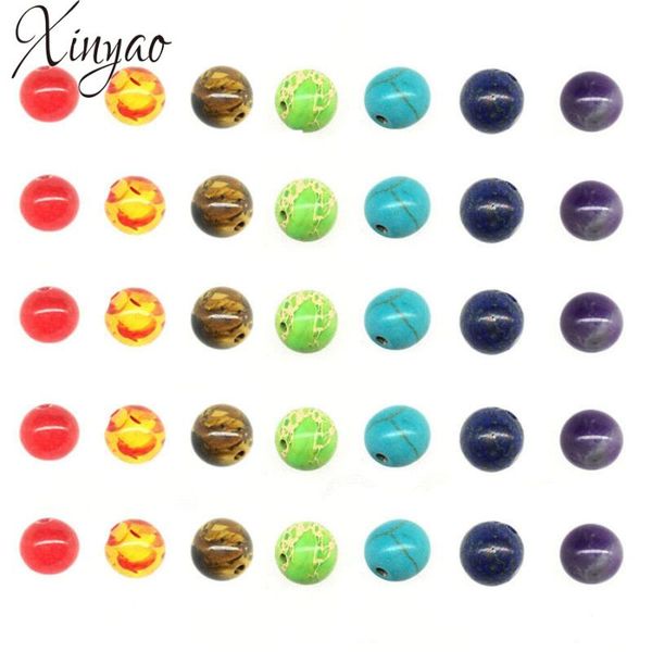 

xinyao 7 chakra round beads charms 8mm bulk tiger eye imperial stone loose spacer beads for diy handmade jewelry materials