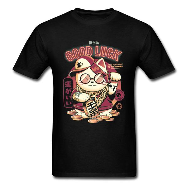 

good luck cat kawaii tshirts fat kitten fortune cats cute graphic funny t shirt boy fashion fashionable cotton t shirt gift