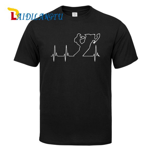 

2018 new casual men t shirt snowmobile heartbeat t-shirt men bottoming shirt solid color casual clothes male & tees