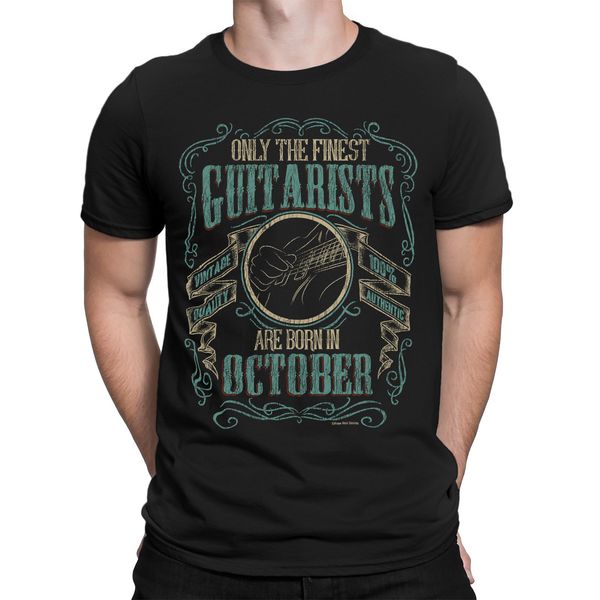 

2019 fashion t shirt mens guitar t-shirt finest guitarists born in october music birthday christmas tee shirt
