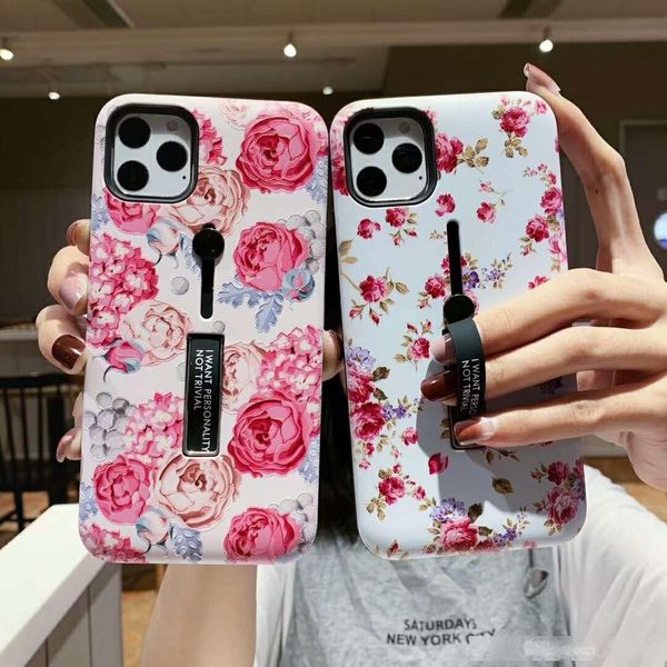 

2020 new case for iphone 11pro xs max xr shockproof tpu soft flowers cover for 6 7 8 plus x with invisible bracket yy