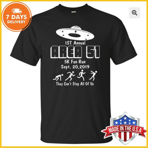 

area 51 5k fun run t shirt alien mens t-shirt black cotton tee full size limit