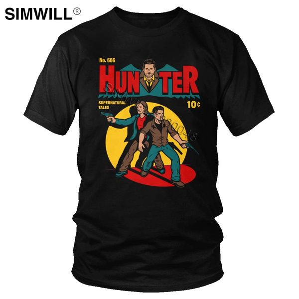

vintage supernatural tv show t-shirt men graphic cotton tee shirt round collar short sleeve saving people hunting things t shirt