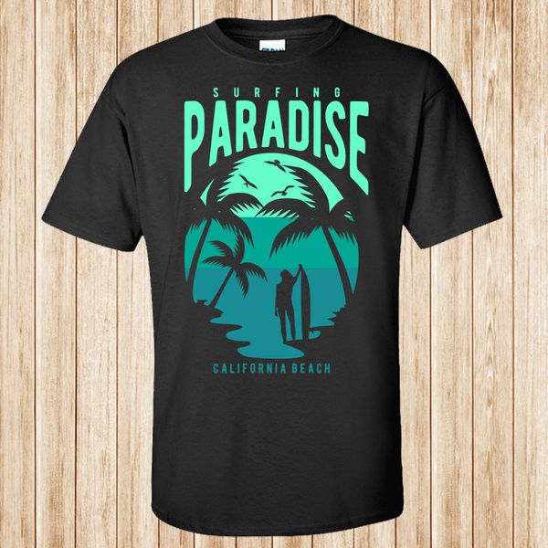 

surfing paradise california beach t-shirt